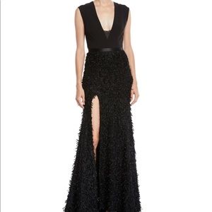 Halston Heritage Feather Boucle Gown